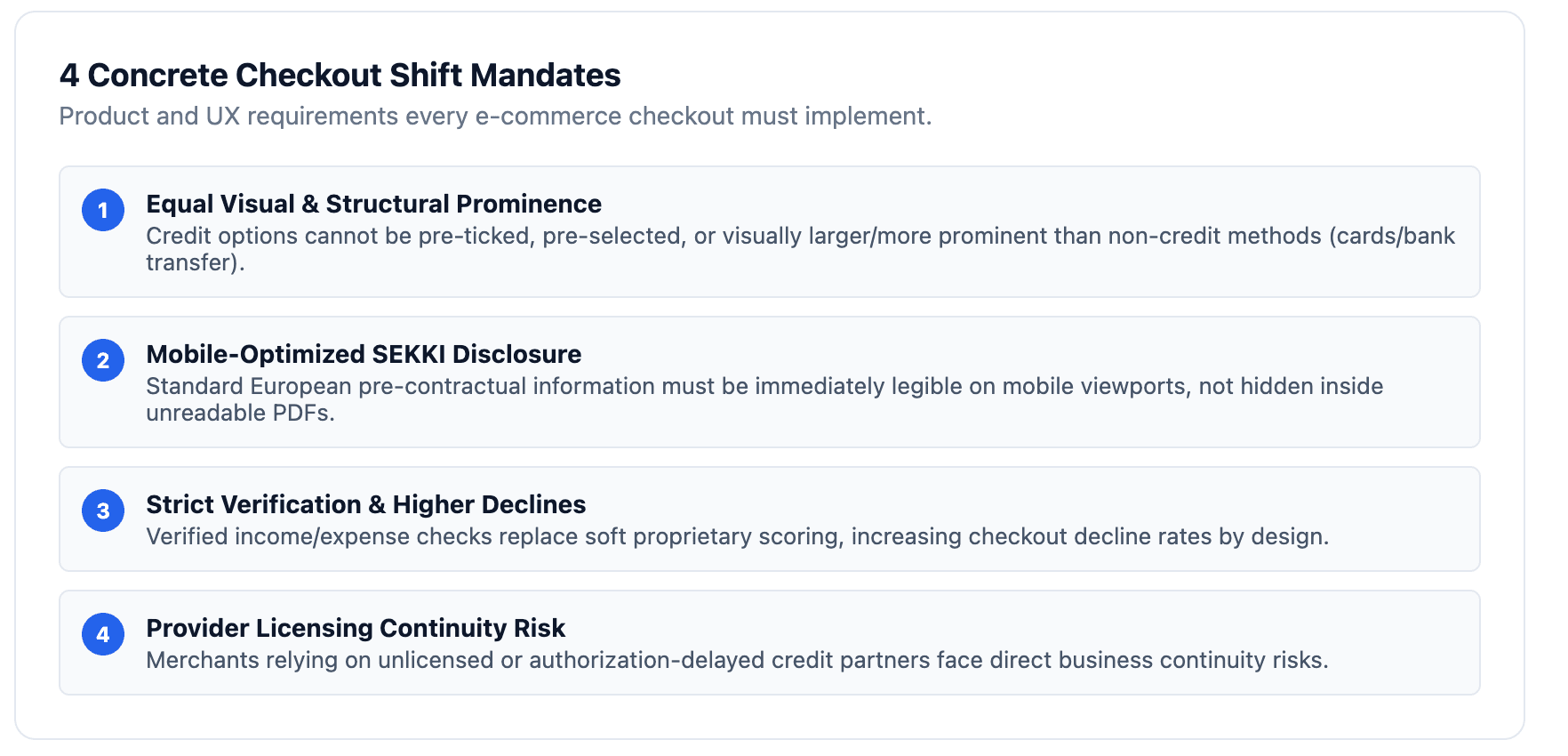 checkout shift mandates